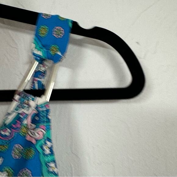 Spanx Assets Blue & Green Floral Paisley One Piece Swimsuit Womens XL Modest - Picture 7 of 13